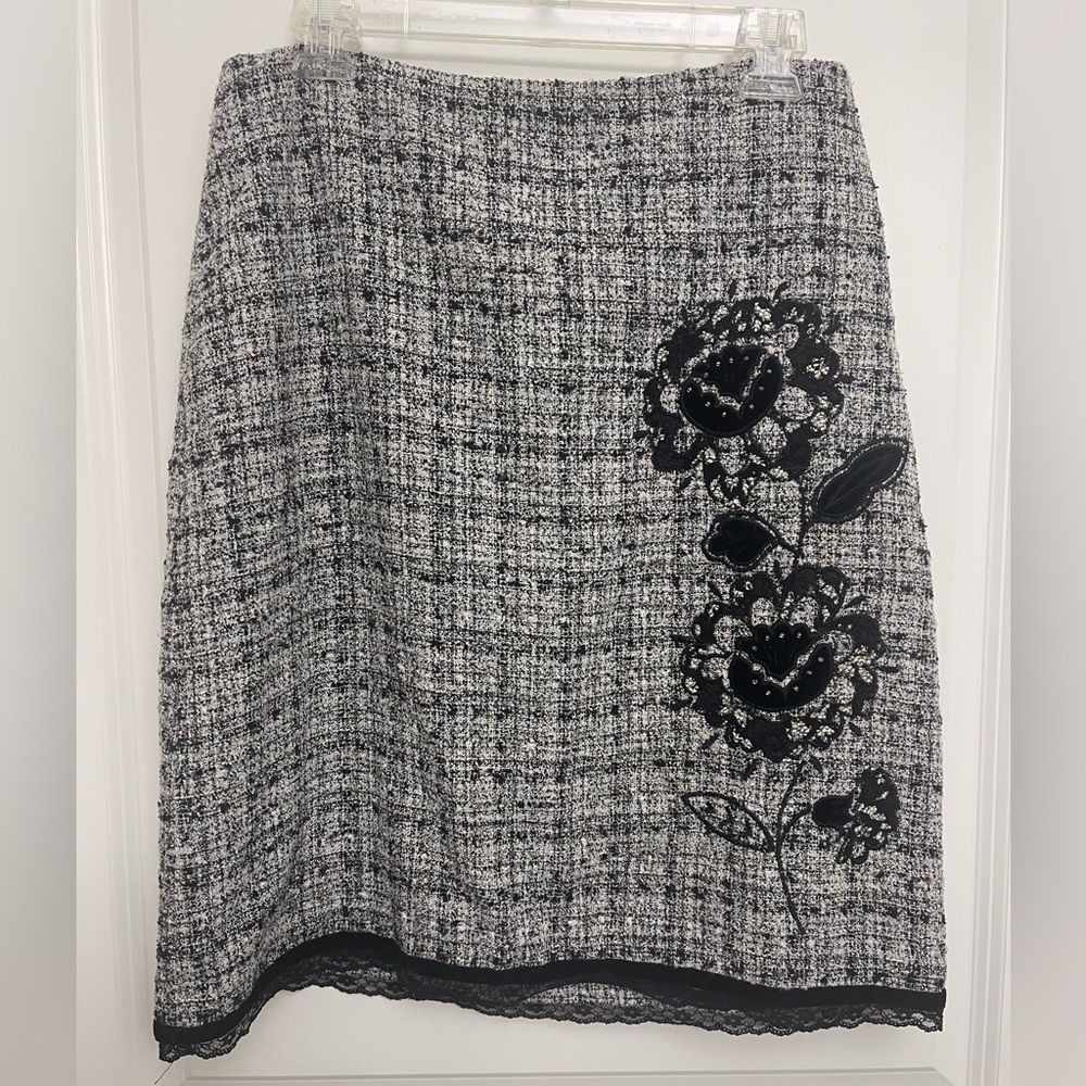 Black and white skirt with flower design